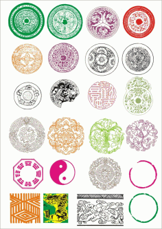 Chinese Circular Totem Pattern Ornament Free Vector File