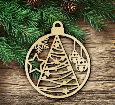 Christmas Ball Ornament Christmas Tree Decor Laser Cut Free Vector File