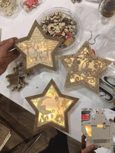 Christmas Decoration Nightlight Star Template Laser Cut Free Vector File