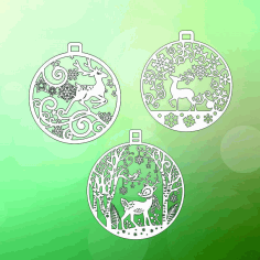 Christmas Deer Decorative Hanging Ornaments Laser Cut Free Vector File