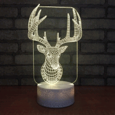 Christmas Deer Head Acrylic Night Light Laser Cut Free Vector File, Free Vectors File