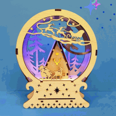 Christmas Gift New Year Night Lamp Laser Cut Free Vector File