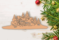 Christmas House Wooden Decorations Template Laser Cut Free Vector File