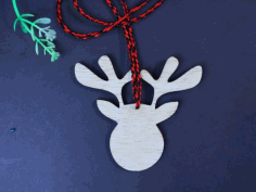 Christmas Reindeer Head Ornament Blank Unfinished Wood Laser Cut Free DXF File