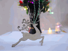 Christmas Reindeer Ornament Laser Cut Free Vector File, Free Vectors File