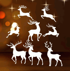 Christmas Reindeer Window Stickers Laser Cut Free Vector File, Free Vectors File