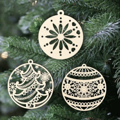 Christmas Tree Decorations Baubles Laser Cut Free Vector File