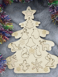 Christmas Tree Puzzle Laser Cut Free Vector File, Free Vectors File