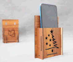 Christmas Tree Wall Phone Holder 3mm Laser Cut Free Vector File