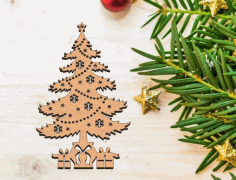 Christmas Tree With Presents Laser Cut Free Vector File