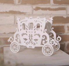 Cinderella Carriage Flower Holder For Laser Cut Free Vector File