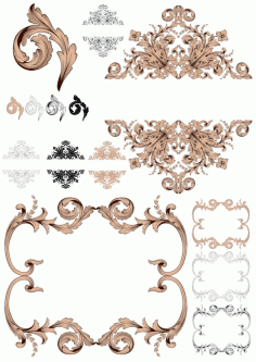 Classical Baroque Ornaments For Laser Cutting Free Vector File