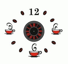 Clock Coffee For Laser Cutting Free Vector File