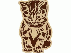 Cnc Laser Cut And Engraving Kitten Panel Free DXF File