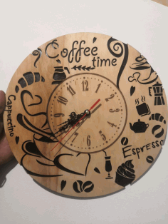 Coffee Time Wall Clock Template For Laser Cut Free Vector File