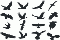 Collection Of Bird Silhouette Free DXF File