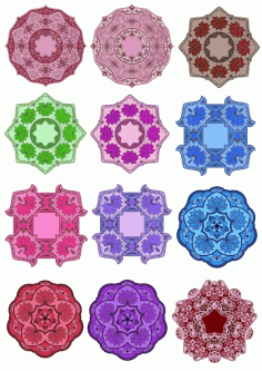 Color Floral Mandala Set Ornament Free Vector File