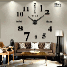 Contemporary Living Room Wall Clock For Laser Cut Free Vector File