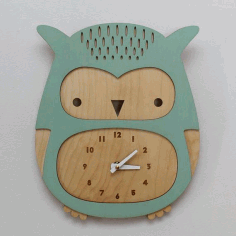 Cute Baby Owl Wall Clock Kids Room Decor For Laser Cutting Free Vector File