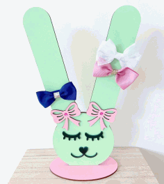 Cute Bunny Scrunchie Holder Hair Tie Rubber Band Stand For Laser Cut Free Vector File