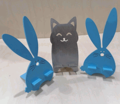 Cute Cartoon Animals Desk Cellphone Holders For Laser Cut Free Vector File