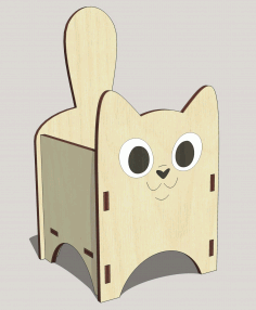 Cute Cat Wooden Hair Band Accessories Box 3mm For Laser Cut Free Vector File