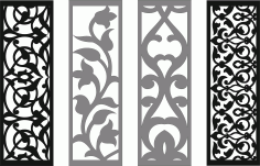 Decor Seamless Floral Screen Panels Set For Laser Cutting Free DXF File