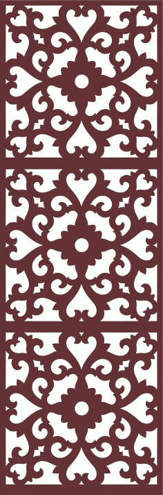 Decor Seamless Separator Floral Grill Panel For Laser Cut Free Vector File