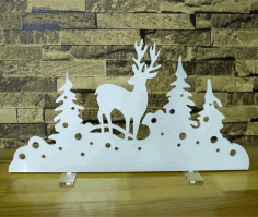 Decor Tree Deer Christmas Trinkets For Laser Cut Free DXF File