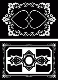 Decorative Frame With Heart Motifs For Laser Cut Cnc Free Vector File