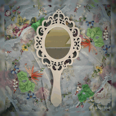 Decorative Hand Mirror Frame For Laser Cutting Free Vector File