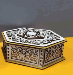 Decorative Hexagonal Gift Box For Laser Cut Free Vector File