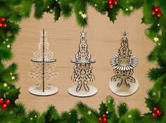 Decorative New Year Tree Napkin Holder For Laser Cut Free Vector File