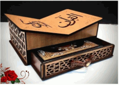Decorative Quran Stand With Drawer Free DXF File