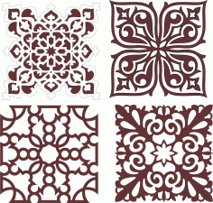 Decorative Screen Pattern Design Set For Laser Cutting Free DXF File