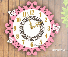 Decorative Wall Clock Butterflies Free Vector File