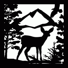 Deer Fawn Eagle Mountains For Plasma Cutting Free DXF File