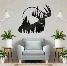 Deer Wall Decor For Laser Cut Free Vector File