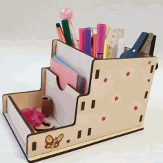 Desk Accessories Organizer Pencil Holder Laser Cut Free Vector File