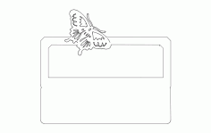 Desk Nameplate With Butterfly Free DXF File