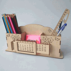 Desk Organizer With Calendar Pen Stand For Laser Cut Free Vector File