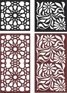 Divider Flower Seamless Floral Screen Panel For Laser Cutting Free DXF File