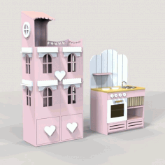Doll House And Miniature Kitchen For Laser Cut Free Vector File, Free Vectors File