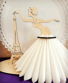 Doll Napkin Holder With Eiffel Tower Laser Cutting Free Vector File