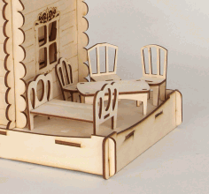 Dollhouse Furniture Miniature Chair Table Bed For Laser Cutting Free Vector File, Free Vectors File
