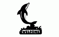 Dolphin Welcome Logo Free DXF File