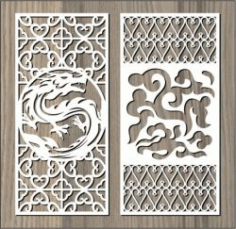 Dragon And Cloud Pattern For Laser Cut Cnc Free Vector File