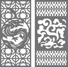Dragon And Cloud Privacy Partition Indoor Panels Screen Room Divider For Laser Cut Free Vector File
