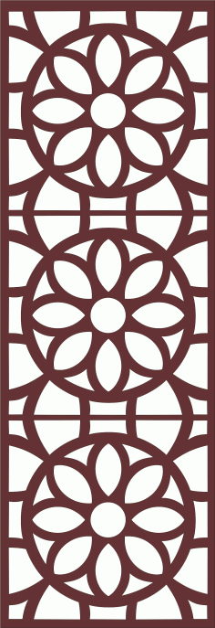 Drawing Room Grill Floral Seamless Design For Laser Cutting Free DXF File