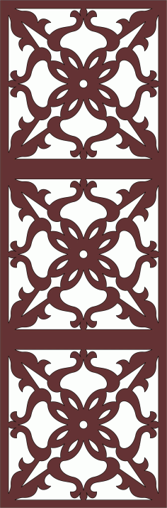 Drawing Room Grill Floral Seamless Pattern For Laser Cutting Free DXF File